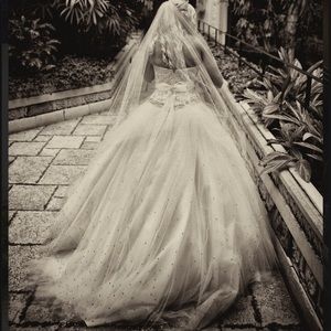 Custom Swarovski long cathedral wedding veil ivory